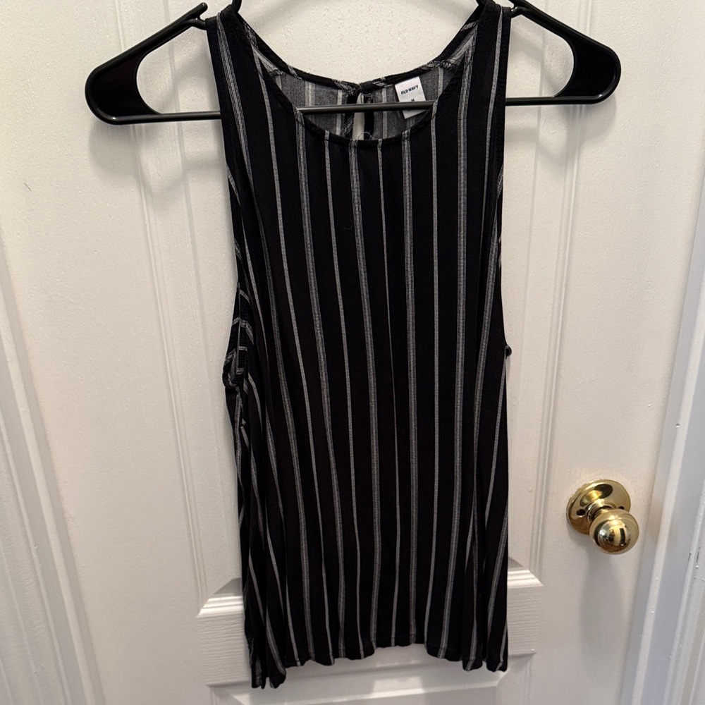 Old Navy Black and White Striped Tank Top